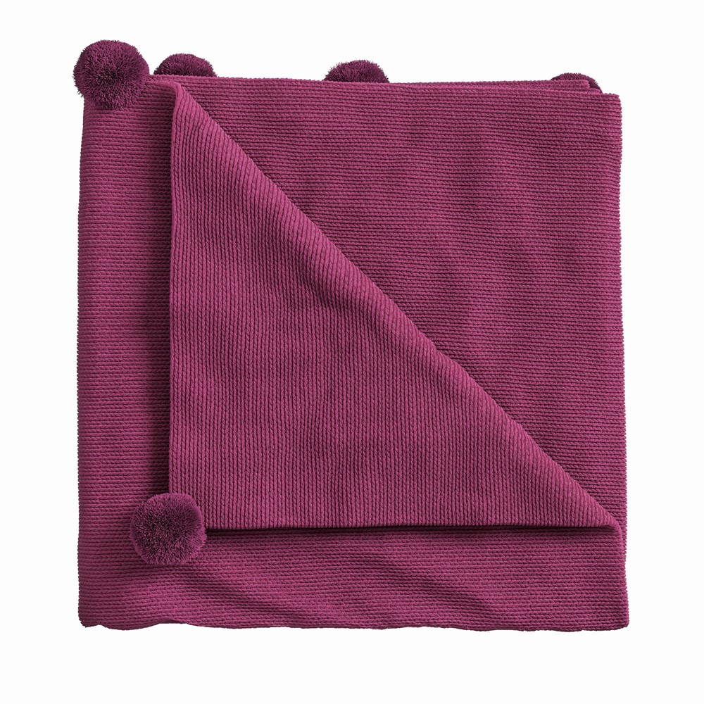 Budding Brights Pom Pom Throw by Helena Springfield in Fuchsia Pink